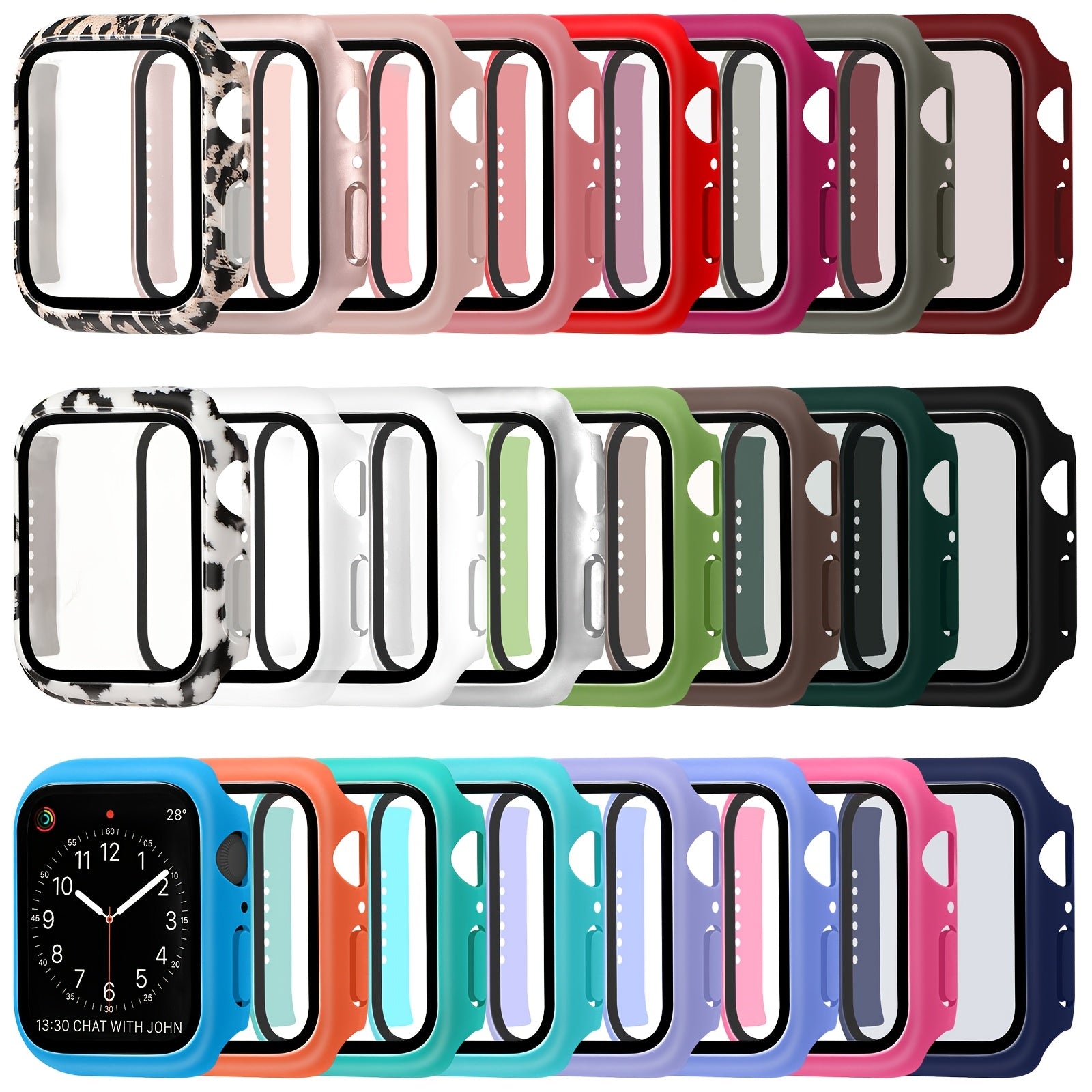 TEMU 24pcs Watches Screen Protectors Smart Watch Screen Protector Watch Bumper Case Hard Pc Case With Tempered Glass Screen Protective Cover