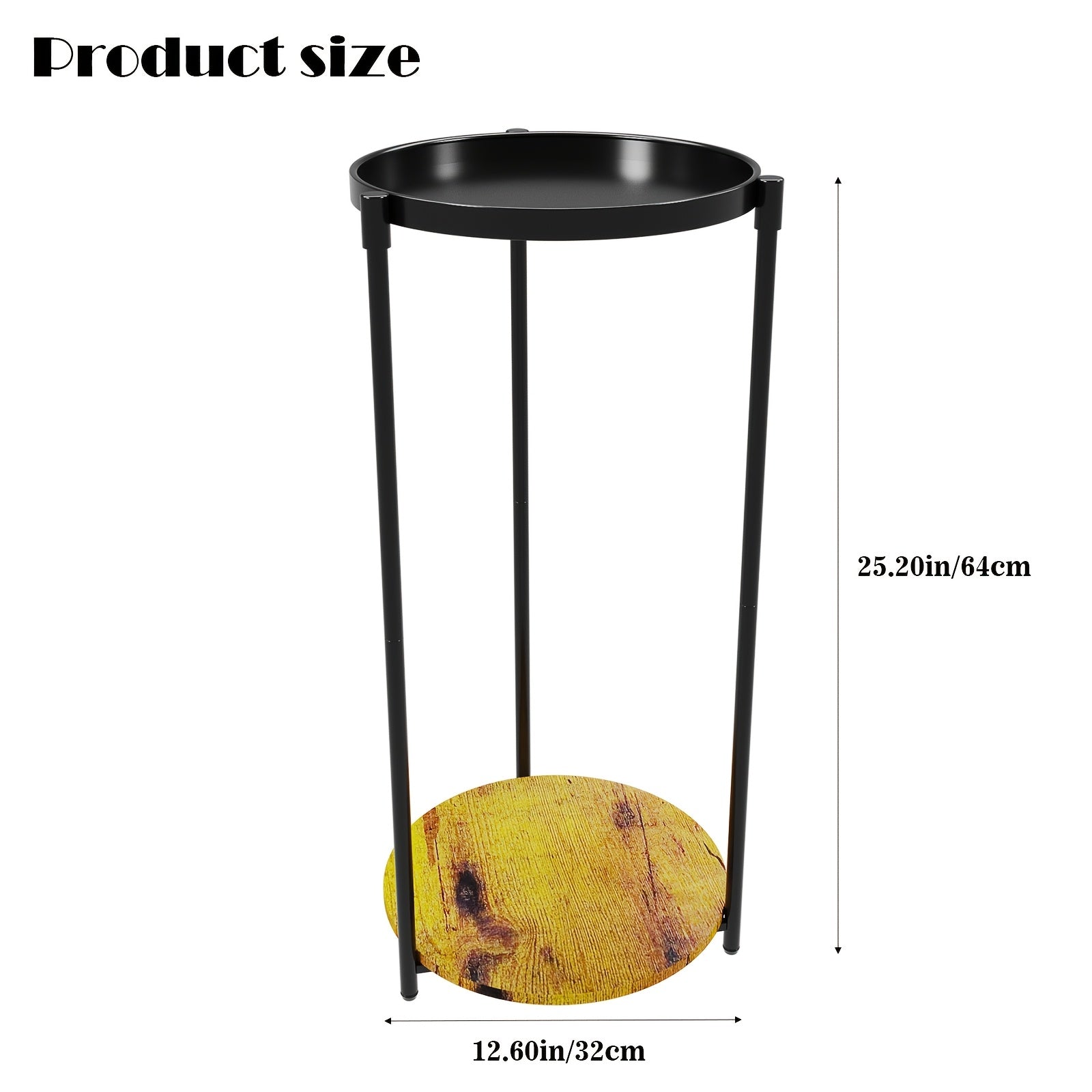 TEMU 2 Tier Plant Stand Indoor Wood Metal Black For Plants Multiple Tall Tiered Planter Shelf Rack Iron Potted Flower Pot Holder For Corner, Patio,