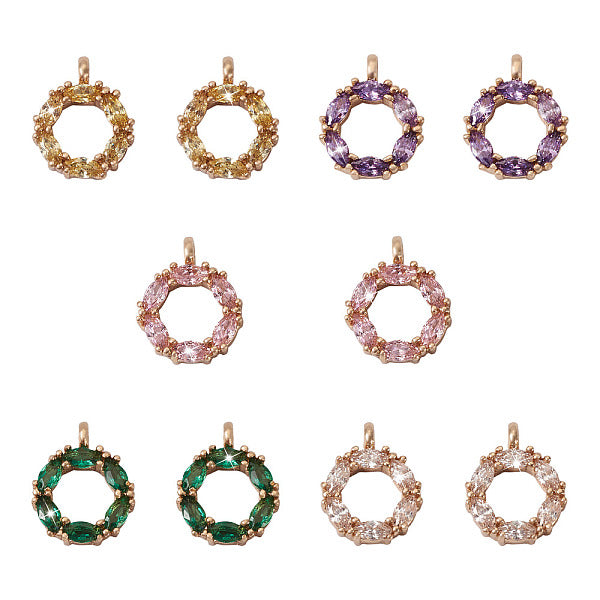 10 Stück 5 Farben Messing Micro Pave Zirkonia Charms
