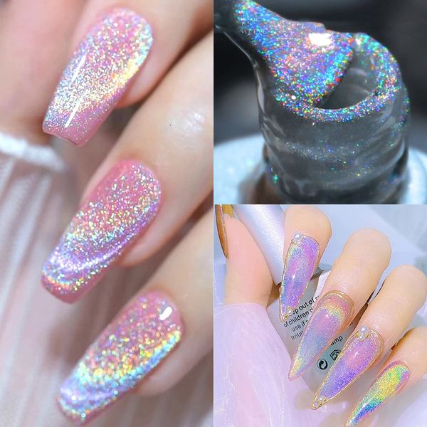 Nail Gel Rainbow Cat Eye Magnetic Polish Gel Colorful Reflective Sparkling Universal Nail Polish Can Be Use on Any Color Nail Accesorios 230