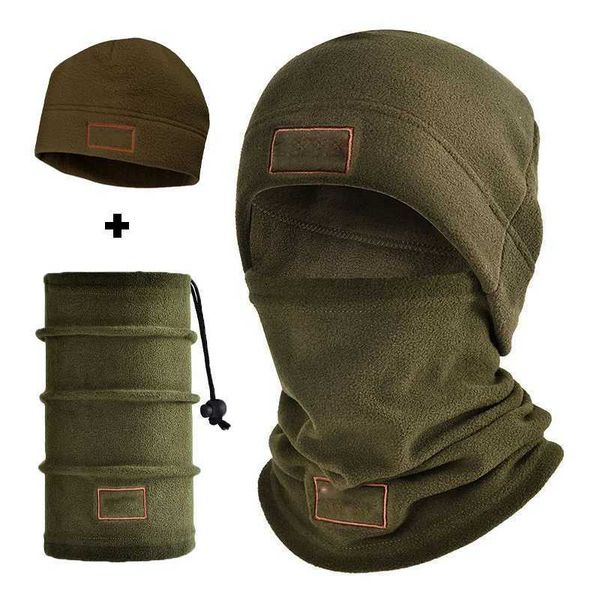 Fleece Hat Scarf Set Thermal Head Cover Winter Warm Balaclava Face Mask Sports Cycling Bonnet Neck ProtectorXJ240828