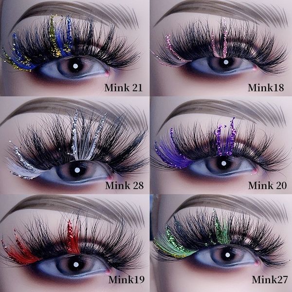 Multilayer Thick Colorful Glitter False Eyelashes Naturally Soft & Vivid Reusable Handmade Curly Mink Fake Lashes Messy Crisscross Eyelash E