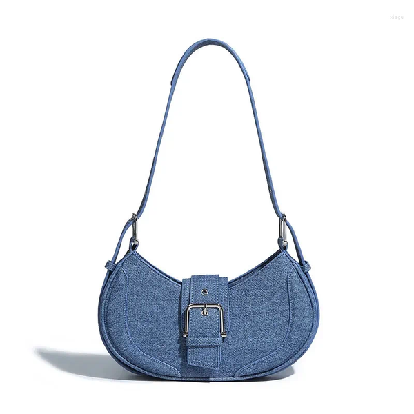 Shoulder Bags Underarm Bag Female Denim Tote Crescent For Women Adjustable Strap Bolsas Mujer Advanced Sense Zip Bolsos