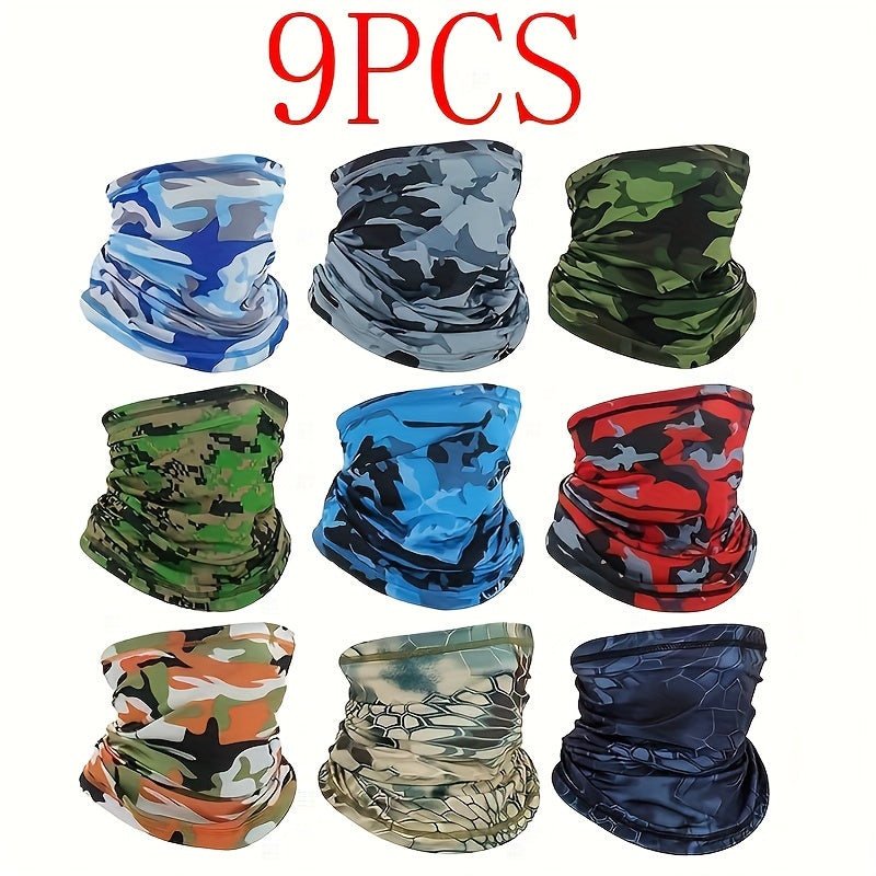 TEMU 9 Pairs Of Breathable And Sun-protective Face Masks For Men And Women, Summer Sun-protective Scarves, Multi-functional Outdoor Mountain Climbing