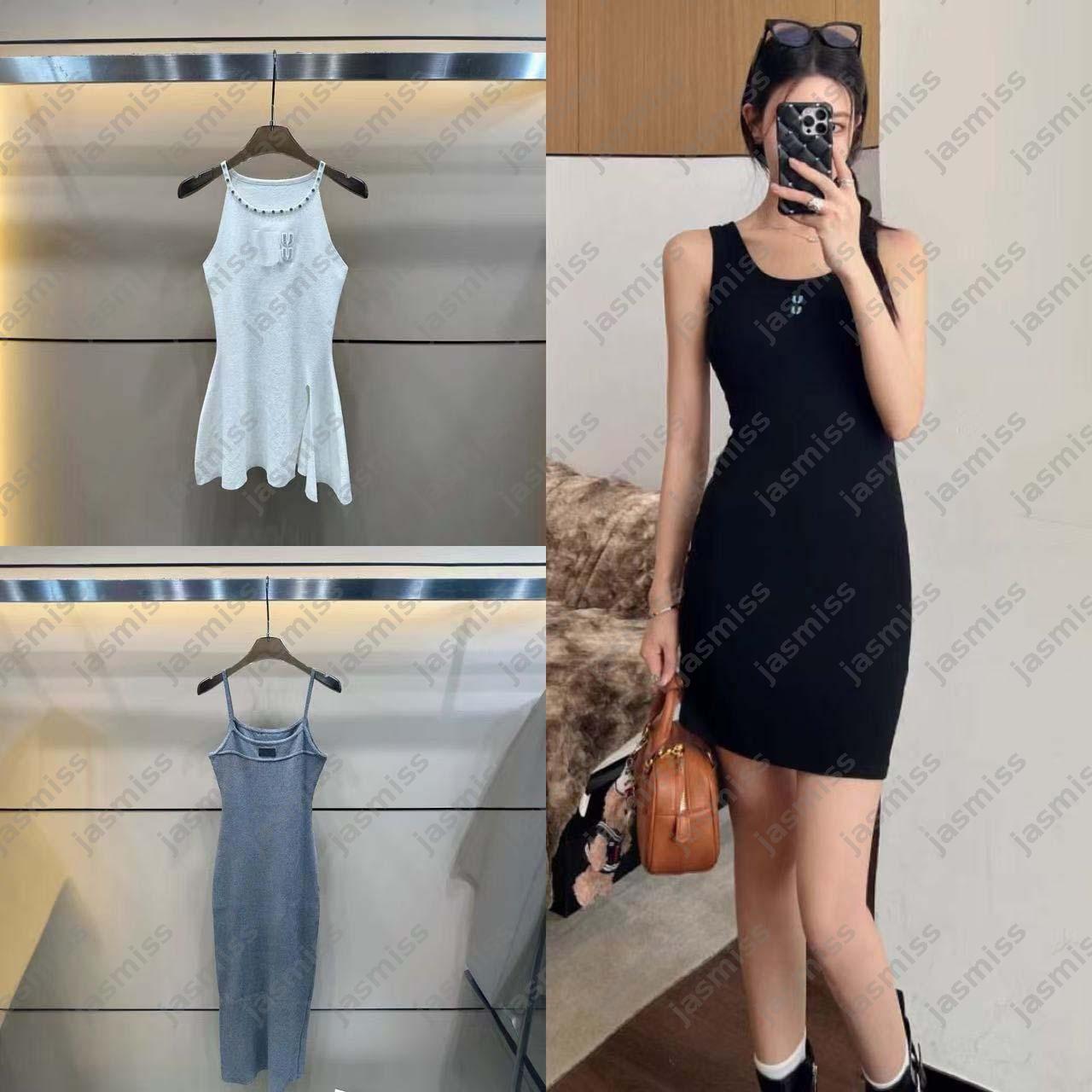 Embroidery Luxury Womens Dress Designer Knitted Skirt For Woman Spaghetti Strap Women Dresses One Piece Dress -8 Lady Casual Letter Tight Skirts DZD