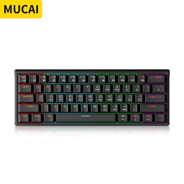 Keyboards MUCAI MK61 USB Gaming Mechanical Keyboard 61 Keys Red Switch Wired Detachable Cable RGB Backlit Hot Swappable S25210