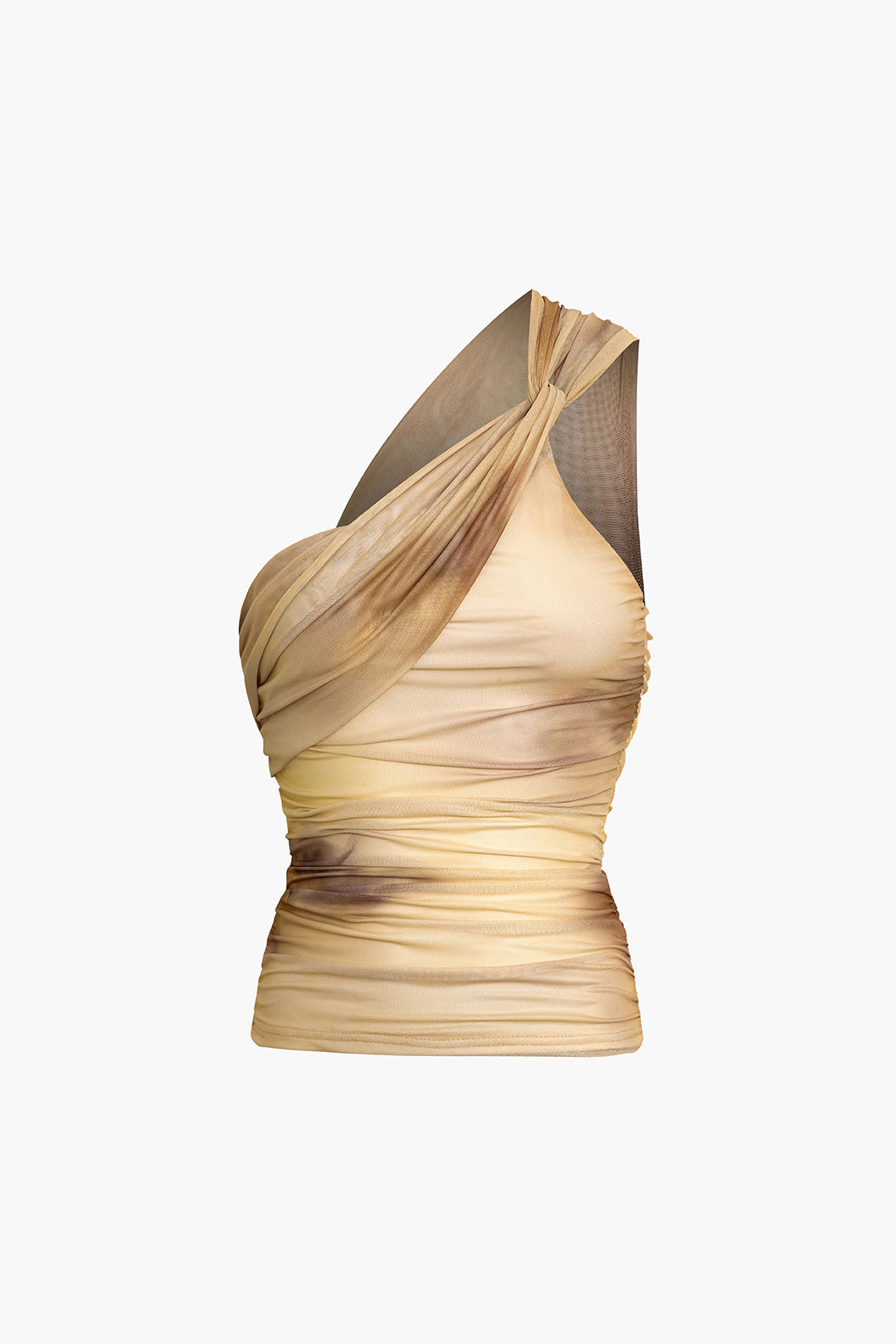 Tie Dye Mesh One Shoulder Twist Tank Top