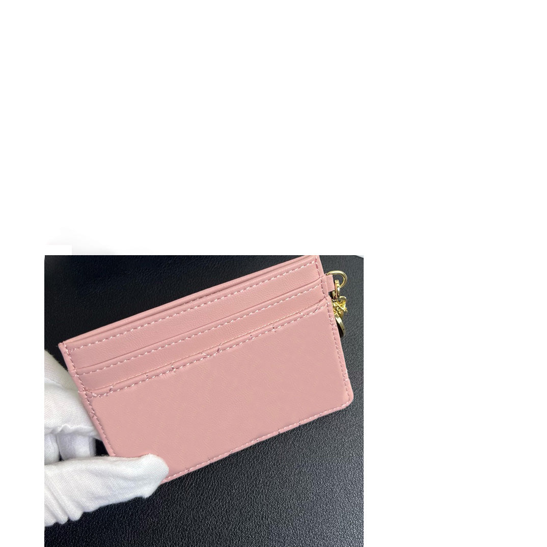 Designer wallet card case, ladies&#039; wallet, five-compartment card holder, sheepskin, rattan pattern leather The clip size is 10.5X7.5x1cm, D0974