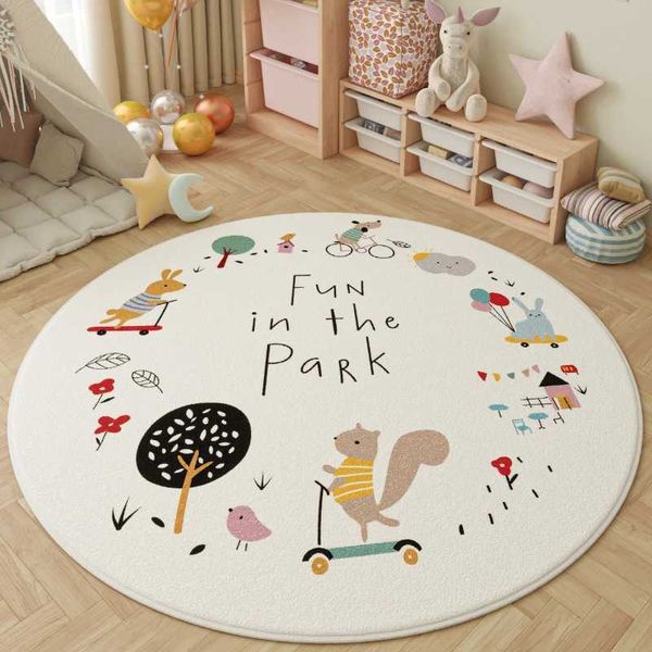 Cartoon Style Living Room Decoration Carpet Fluffy Soft Plush Rug Color Round Rugs for Bedroom Large Area Thick Lounge Floor Mat