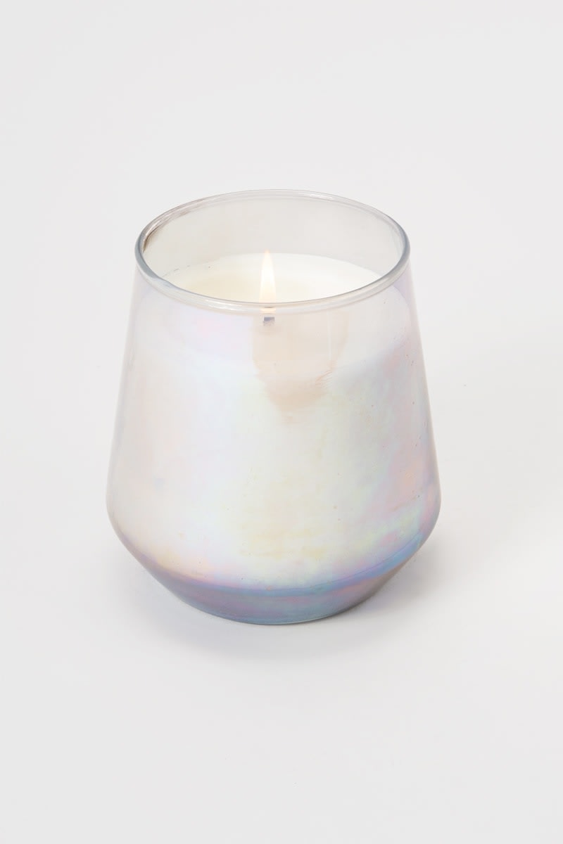 Women's Beachside Bonfire Luster Glass Candle 17oz in White by Francesca's - Size: One Size