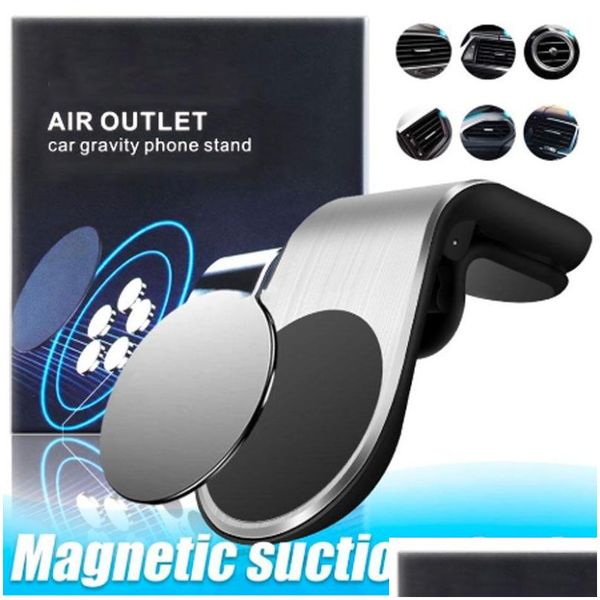 Car Holder Magnetic Shape Air Vent Clip Magnet Cell Phone Bracket Stand In Box Drop Delivery Automobiles Motorcycles Auto Electronics Otxko