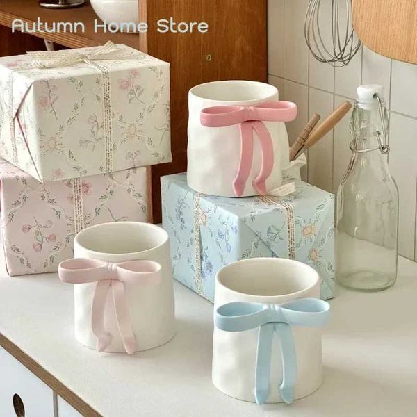 Princess Bowtie Ceramic Cup Coffee Cute Girl Day Handmade Water Cup Ceramic Cup Gift Couple Cup CL240905