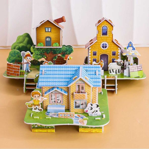 3D Three-dimensional Building Puzzle Model Toys DIY Handmade Paper Puzzle Building Blocks Educational Toy Gifts for ChildrenXJ241218