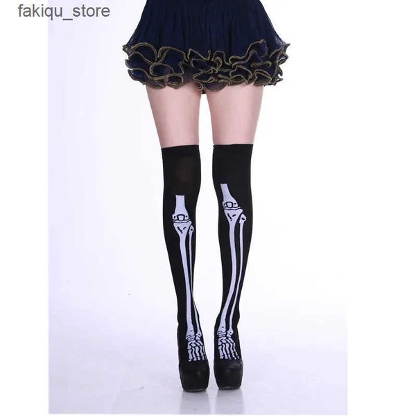 Meias Sexy Socks Halloween Spider Printing Stoking Festival Party Socks All Saints Day Skeleton Clothing Pantihose Acessórios Socks L240910