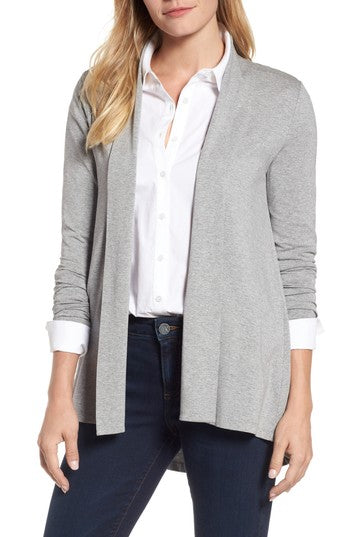 Women's Hi-low Long Sleeves Cardigan Sweater In Heather Grey