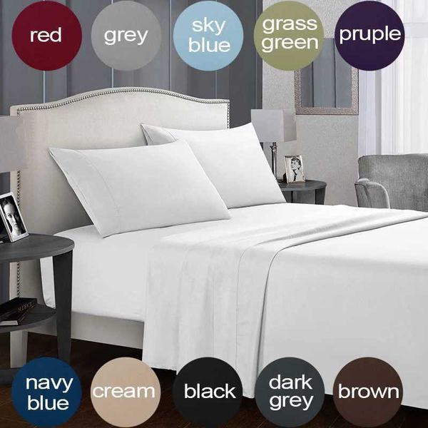 Solid Color Soft Brushed Bed Set Fitted sheet Flat Sheet Pillowcase Bedding Set Bed Sheet Twin Full Queen CA King 3-4 Pieces Y240730