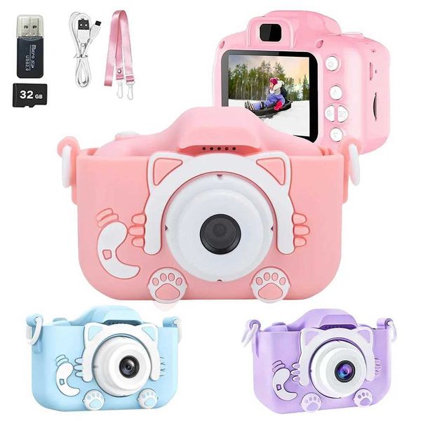 Toy Cameras Kids Photo Camera Toys 1080P HD Digital Video Camera 2.0 Inch Screen with Cartoon Case 32GB Card for Birthday Festvial GiftsL481