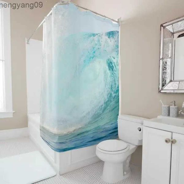 Shower Curtains Hawaii Stunning Blue Giant Surf Wave Shower Curtain Bathroom Curtain with Hook Bathroom Curtain l220cm Wave Shower Curtain R