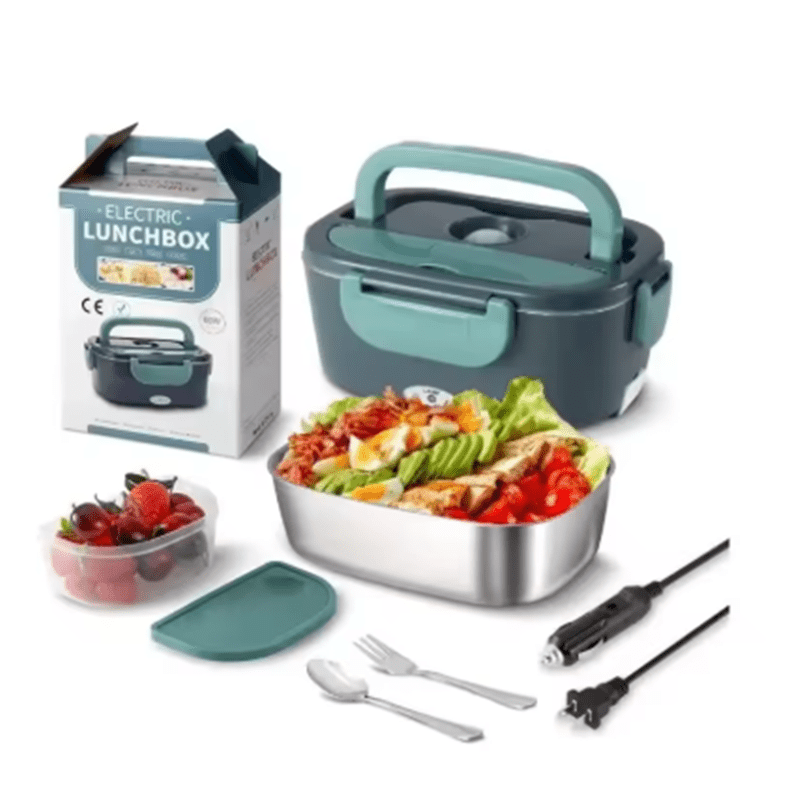 TEMU Electric Lunch Box For Adults With 2 Stainless Steel Containers 1.5l Heated Lunch Boxes For Men Electric Lunchbox Food Heater Portable For Work