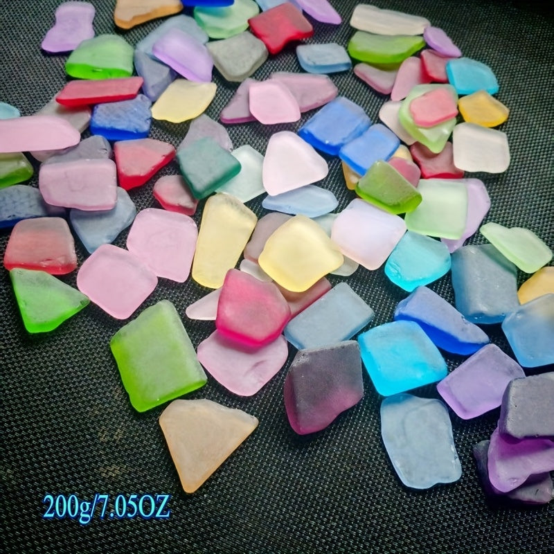 TEMU 200-400-600g Colorful Series Sea Glass , Fusible Glass Supplies Used To Make Mosaic, Diy Crafts, Vase Filler, Jewelry , High Quality Frosted Sea