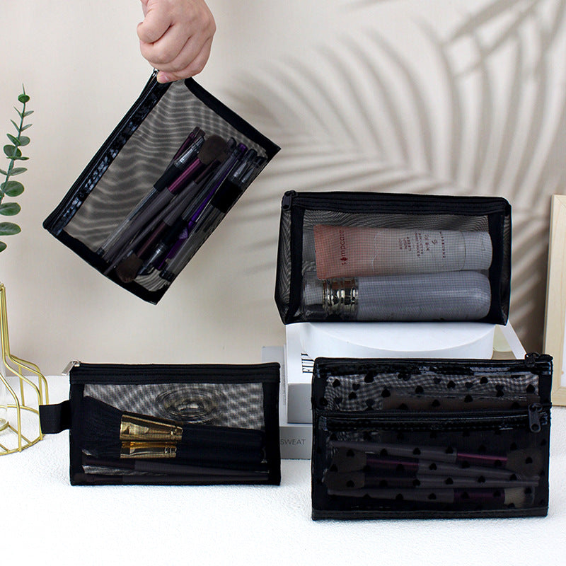 C248M Transparent simple nylon mesh cosmetic bag lipstick air cushion small bag portable toiletry bag with large capacity