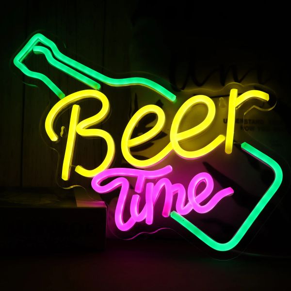 USB Powered Beer Time Led Sign Shop Bar Restaurant Hotel Party Decorative Light Neon Bedroom Wall Kitchen Decor Night Li