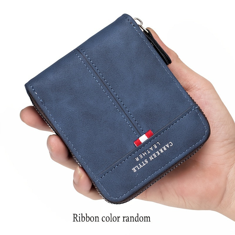 TEMU Carrken Men's Casual Fashion Wallet - Multifunctional Zipper Short Wallet With Coin Pocket, Multi-card Holder, Color, Card Storage | Minimalist