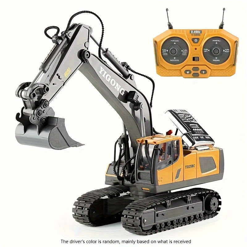 TEMU 11-channel Rc Excavator With Moving Arm, Bucket & Realistic Sound Effects - Heavy-duty Alloy Construction, Tires, Remote Control Construction