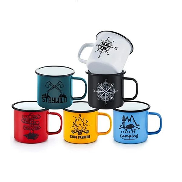 Personalized Enamel Cup Customized Oblique Printing Cup Vintage Coffee Cup DIY Creative Text Printing Po Birthday Wedding Party Gift 240806