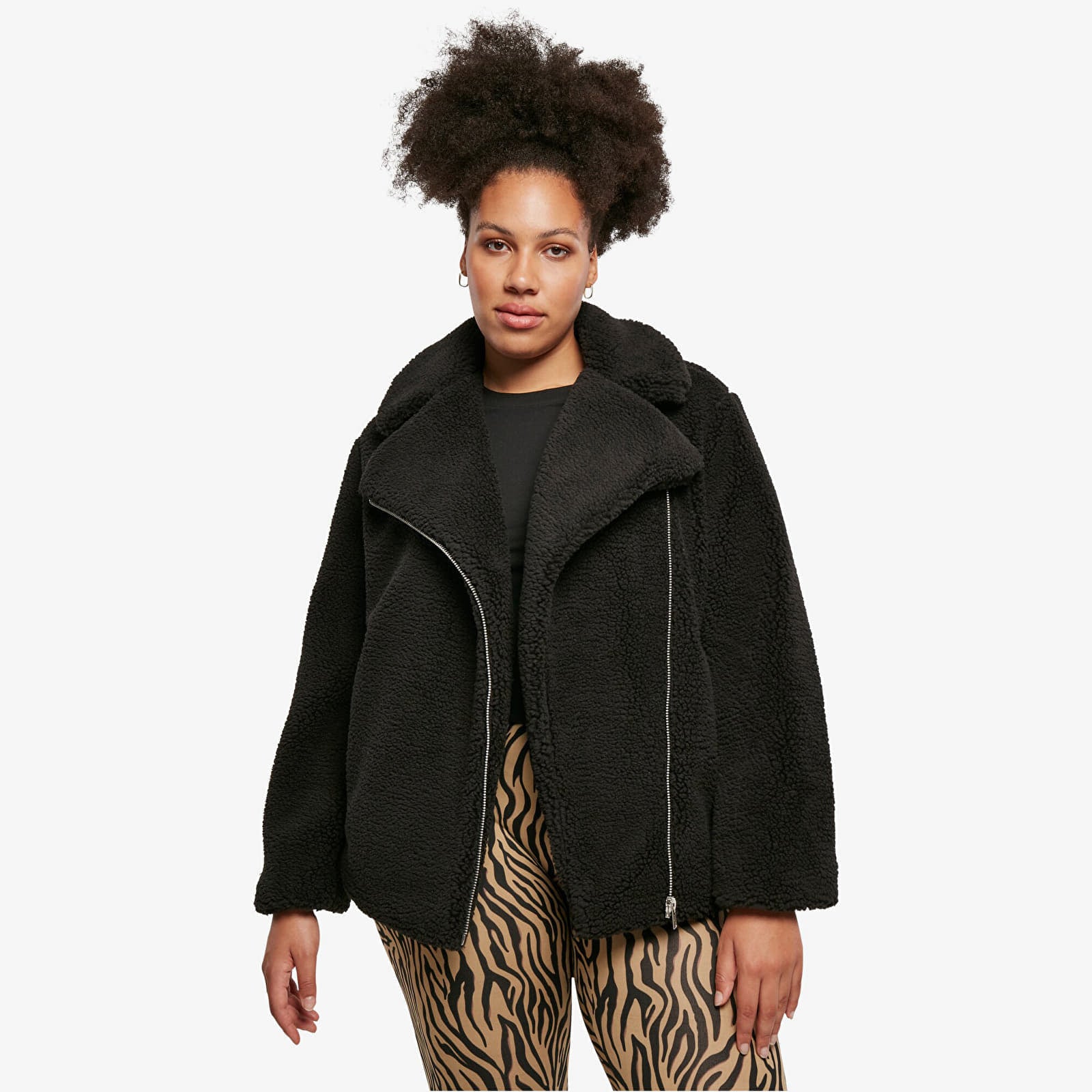 Kurtka Urban Classics Ladies Sherpa Biker Jacket Black S