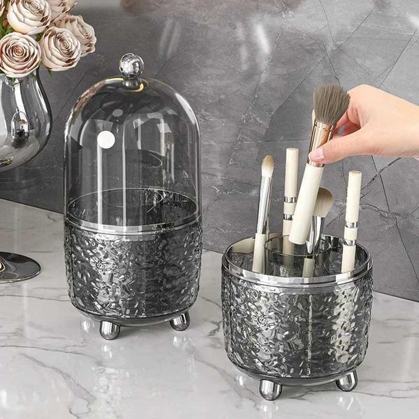Dustproof Makeup Brushes Organizer for Vanity 360 Rotating Makeup Brush Holder Lipstick Pen Eye Shadow Shelf Desktop CountertopC250111