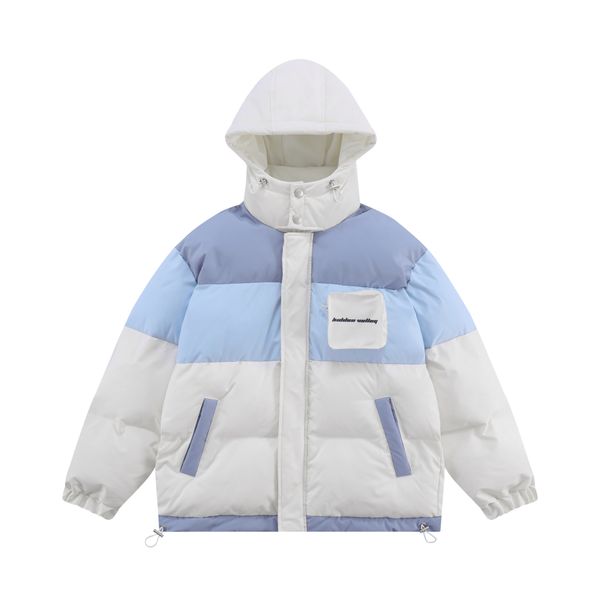 Winter Jacket Hooded Down Parkas Streetwear Fashion Color Block Patchwork Thicken Warm Bubble Padded Coats Harajuku Puffer Jackets