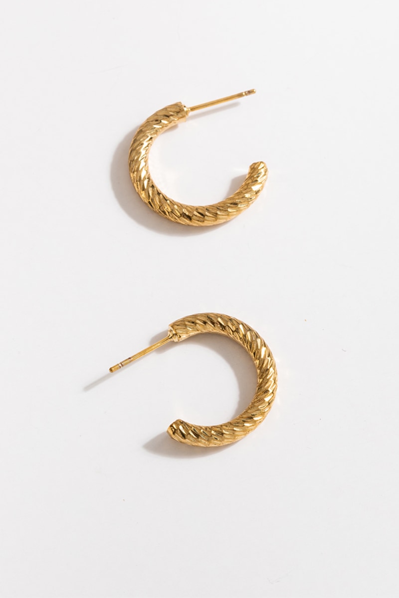 Women's Jessica Textured Huggie Hoops in Gold by Francesca's - Size: One Size