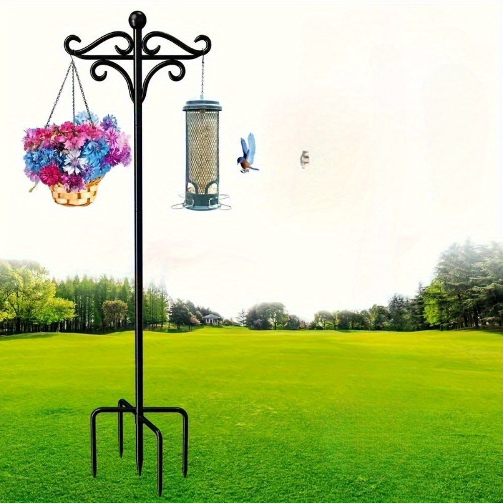 TEMU Versatile 108" Adjustable Outdoor Hooks - Dual Bird Feeder Poles With 5 Prongs, Ideal For Hanging Planters, Lanterns, And Festive Decorations
