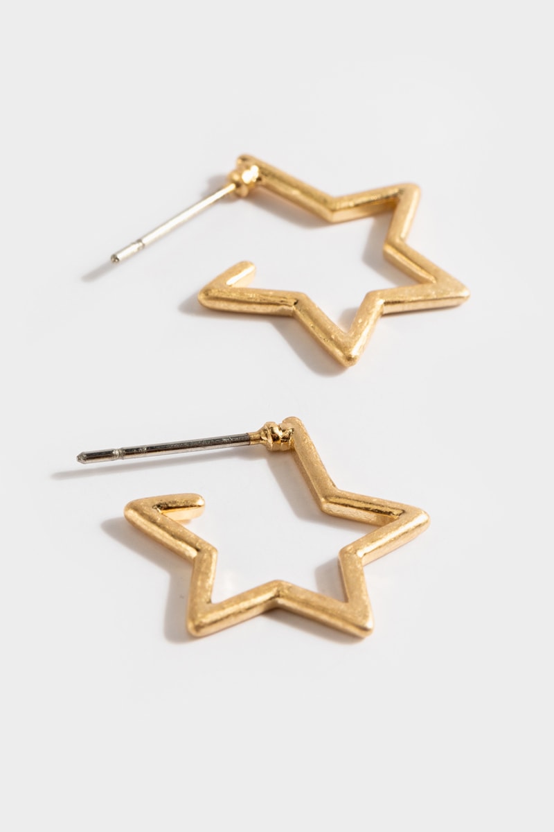 Women's Nicole Star Huggie Hoops in Gold by Francesca's - Size: One Size