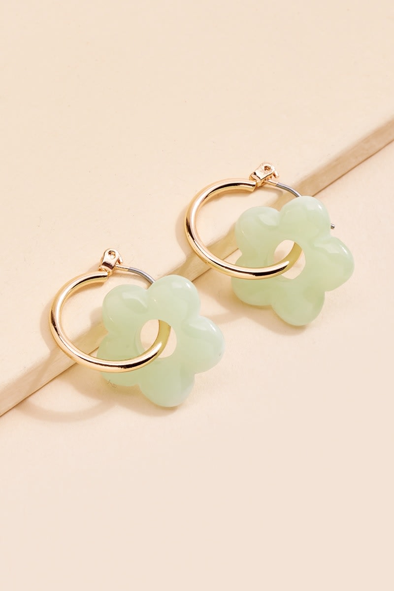 Women's Daphne Daisy Huggie Hoops in Mint by Francesca's - Size: One Size