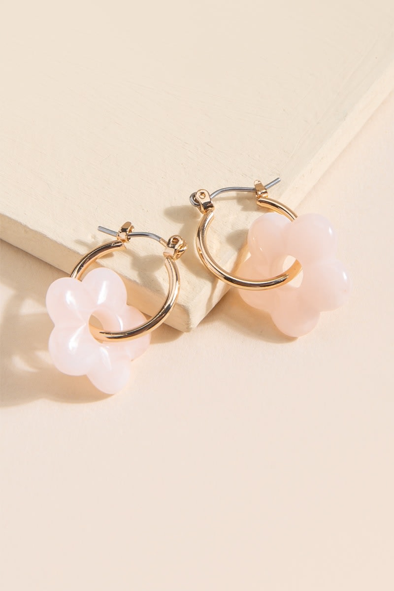 Women's Daphne Daisy Huggie Hoops in Pink by Francesca's - Size: One Size