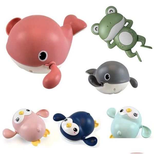 Baby Bath Toys Shower Toy Animal Cute Cartoon Whale Penguin Classic Water Swimming Chain Clock Work Toys2452422 Drop Delivery Gifts Le Ot5Om