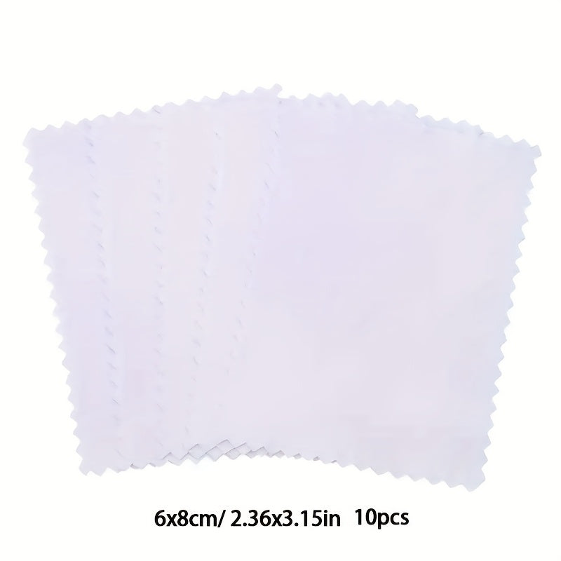 TEMU 10pcs Polishing Cloth For Jewelry Care, Necklace Cleaning Cloth, Ring And Bracelet Silverware Wiping Cloth, Cleaning, Anti-oxidation Polishing