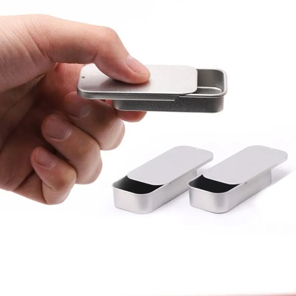 50*25*10mm Metal Slide Top Tin Containers Black Rectangle Metal Tin Box Empty Storage Organizer Tins for Candles,Candies,Gifts ZZ