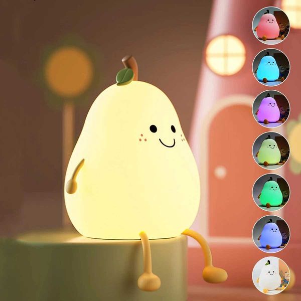 LED Strips Cute Fruit LED Night Light USB Rechargeable Silicone Bedroom Bedside Room Lamp Touch Sensor Control Room Decor Kids Children S252