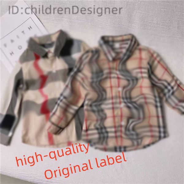 Spring Fall Baby Boys Plaid Shirts Gentleman Style Boy Leisure Shirt Turn-Down Collar Kids Long Sleeve TShirt Children Clothing