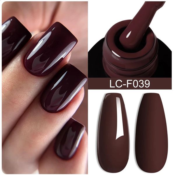 LILYCUTE Dark Brown Gel Nail Polish Autumn Winter Chocolate Wine Red Caramel Color Series For Manicure Nails Art Gel Varnish 241105