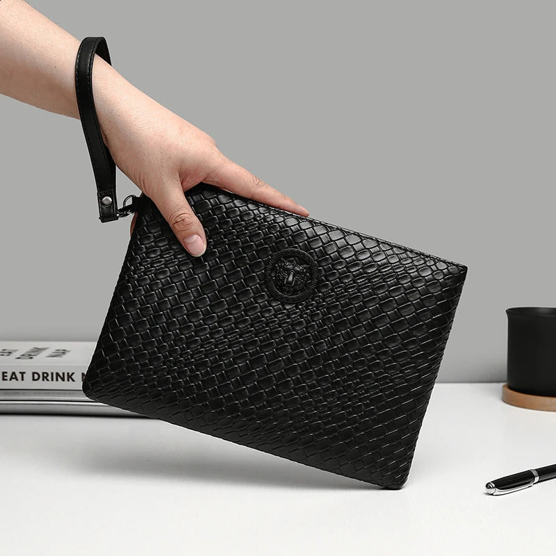 Men Tiger Head Handbag Casual Zipper Long Wallet Soft Clutch Bag Youth Mens Handheld Money Bag sacoches hommes clutch bolso 241224