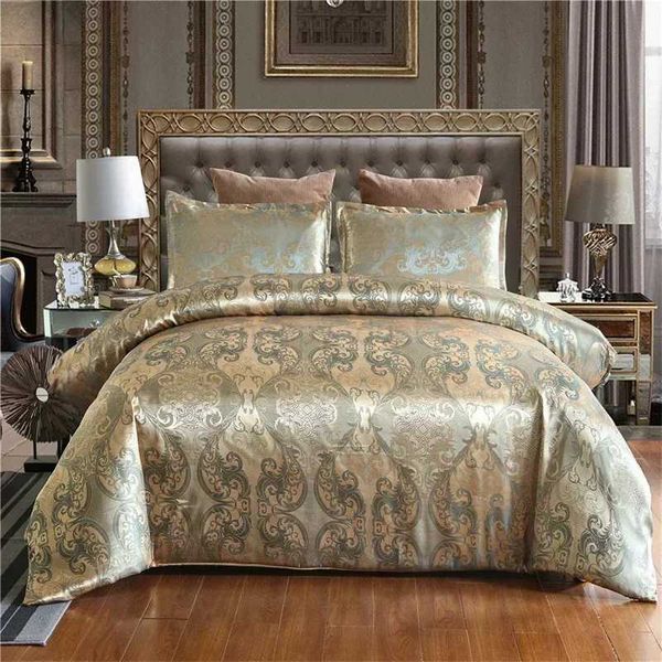 Luxury Satin Jacquard Single Double Duvet Cover Set King Size High End European Wedding Bedding Set Queen Size Quilt Cover SetCL240716