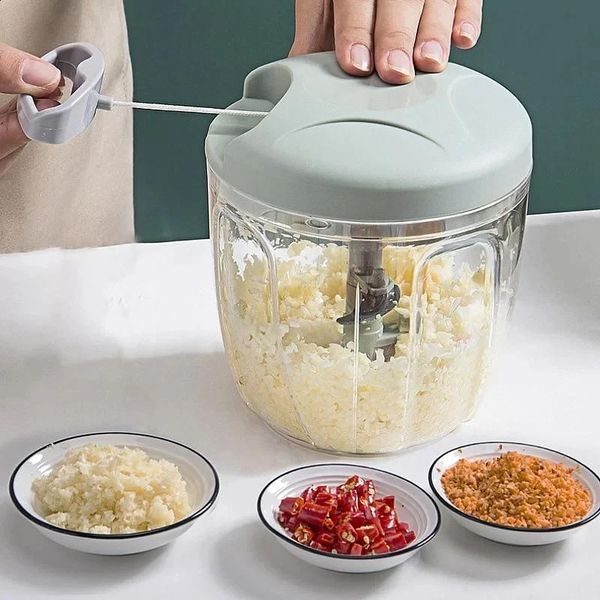 500-900ML Hand Chopper Manual Rope Food Processor Silcer Shredder Salad Maker Garlic Onion Cutter Kitchen Tool Accessories 241223