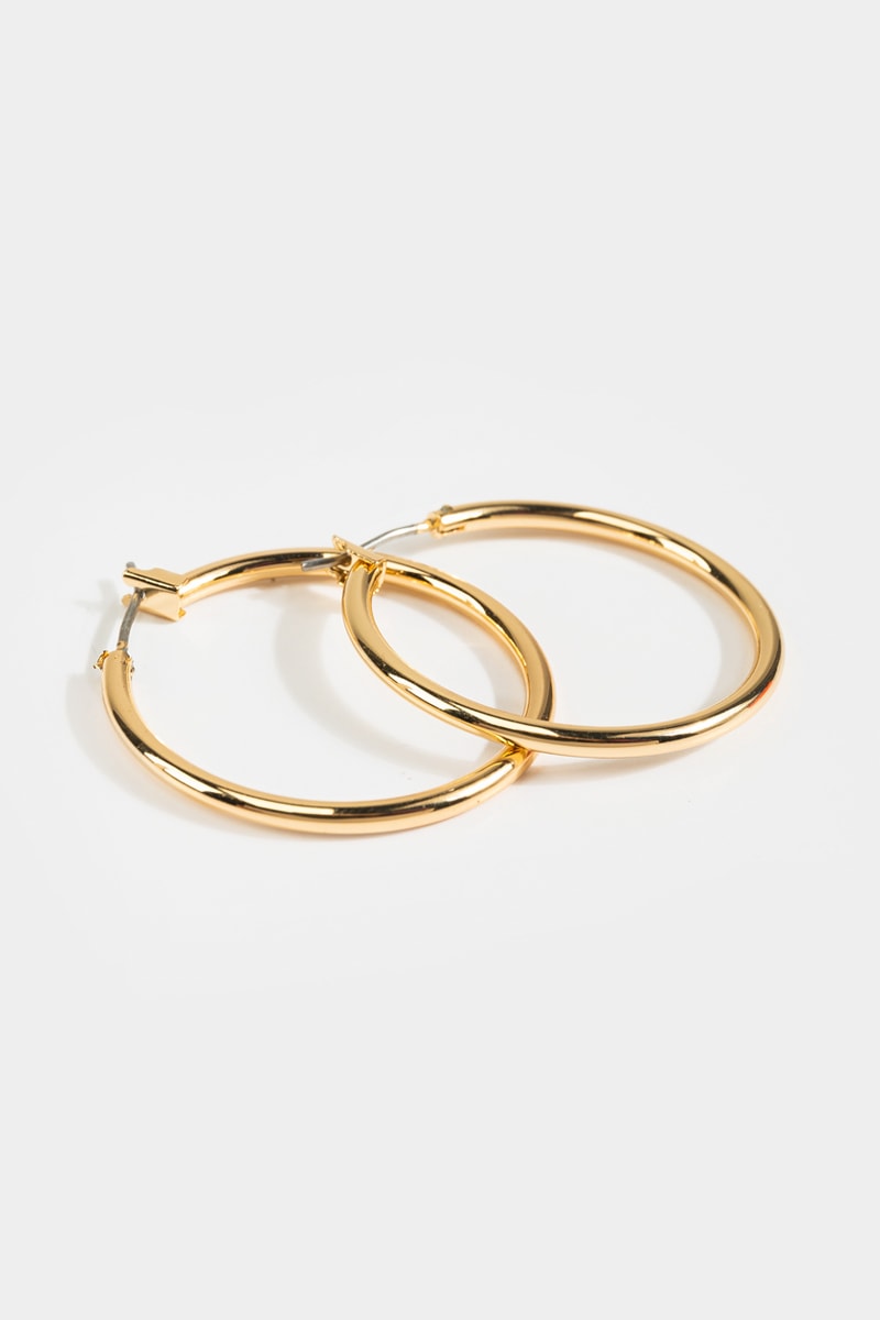 Women's Lauren High Shine Hoops in Gold by Francesca's - Size: One Size