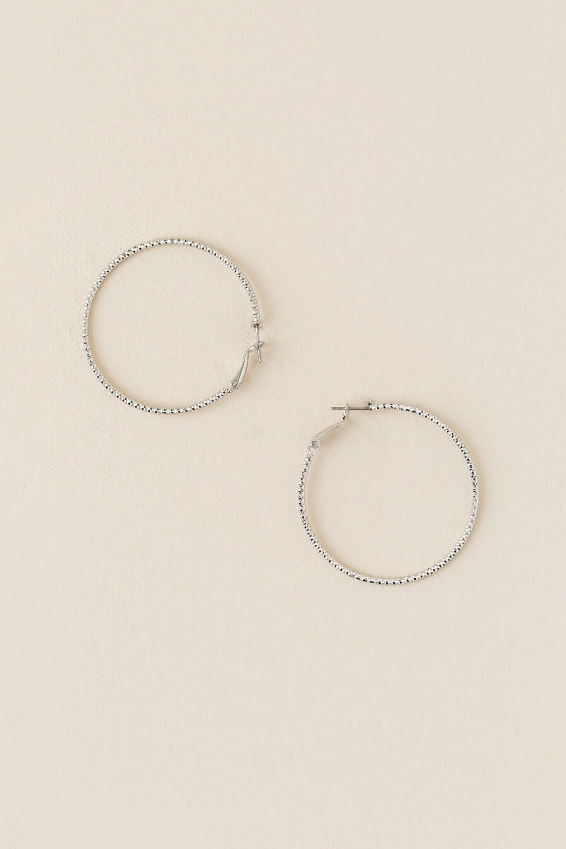Women's Draya Diamond Cut Hoops in Silver by Francesca's - Size: One Size