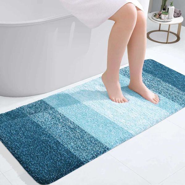 Kitinjoy Bathroom Rug Mat extra Soft Absorbent Microfiber Bath Mat Non-Slip Plush Shaggy Machine Wash Carpet Bathroom Floor RugsC241227