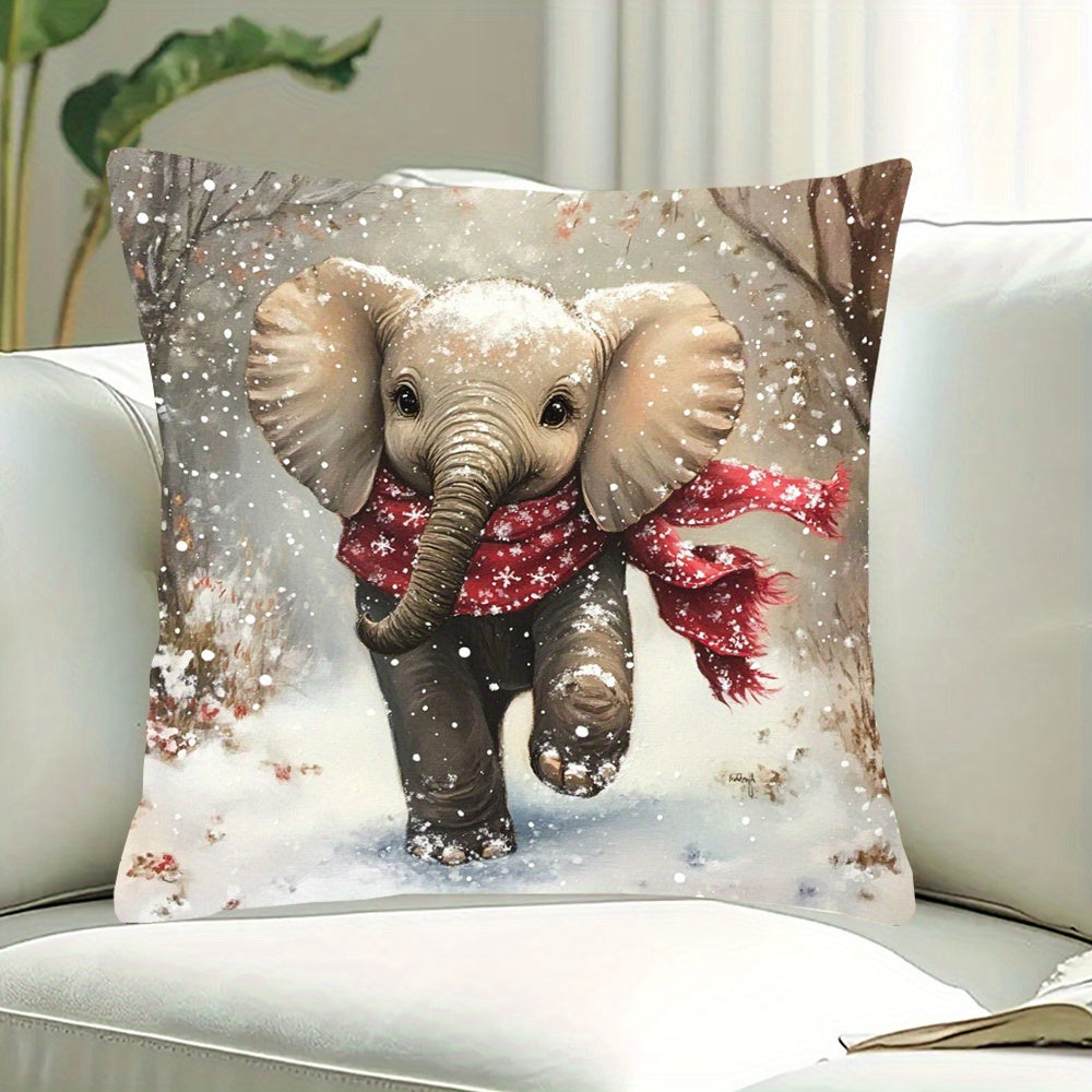 TEMU Christmas Pillowcase - Double-, 18x18 , Zippered For Sofa & Bedroom Decor